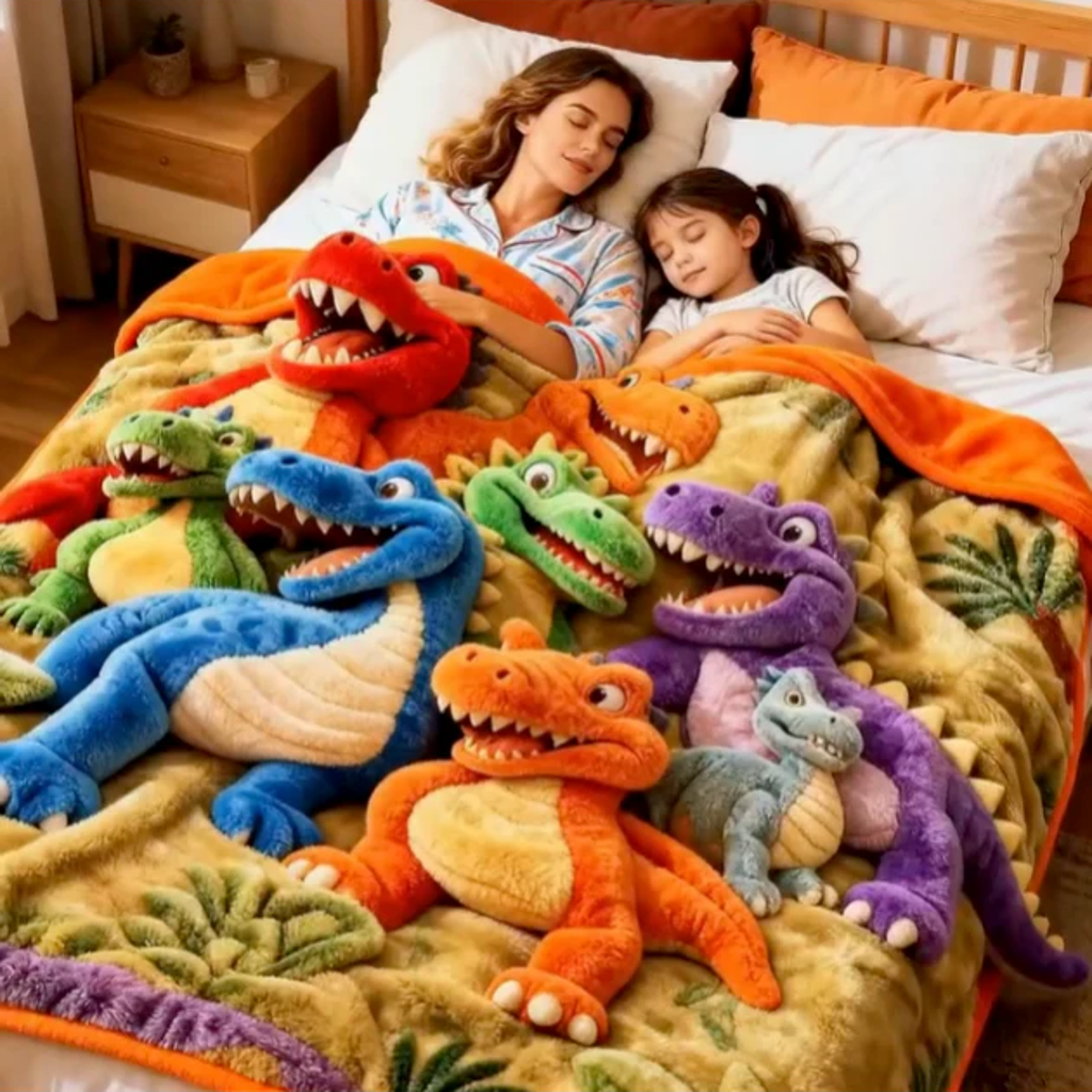 🦕🦕🦕3D Dinosaur Cotton Blanket for Kids – Soft Breathable All-Season Kids Throw Blanket