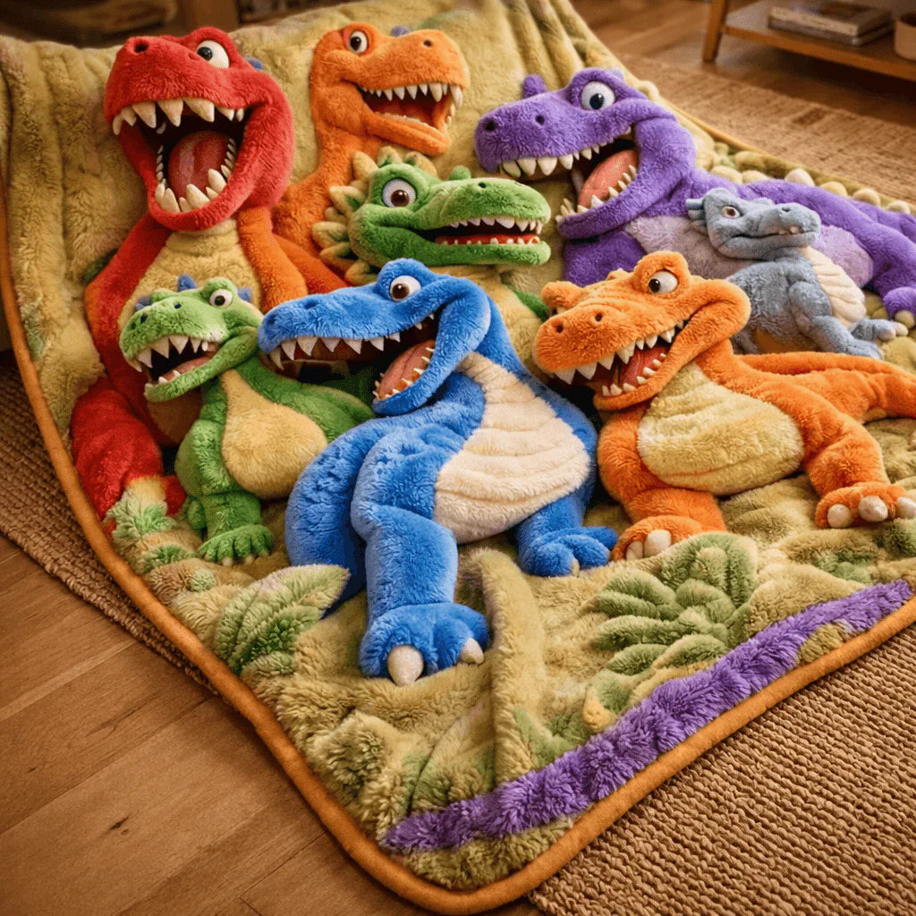🦕🦕🦕3D Dinosaur Cotton Blanket for Kids – Soft Breathable All-Season Kids Throw Blanket