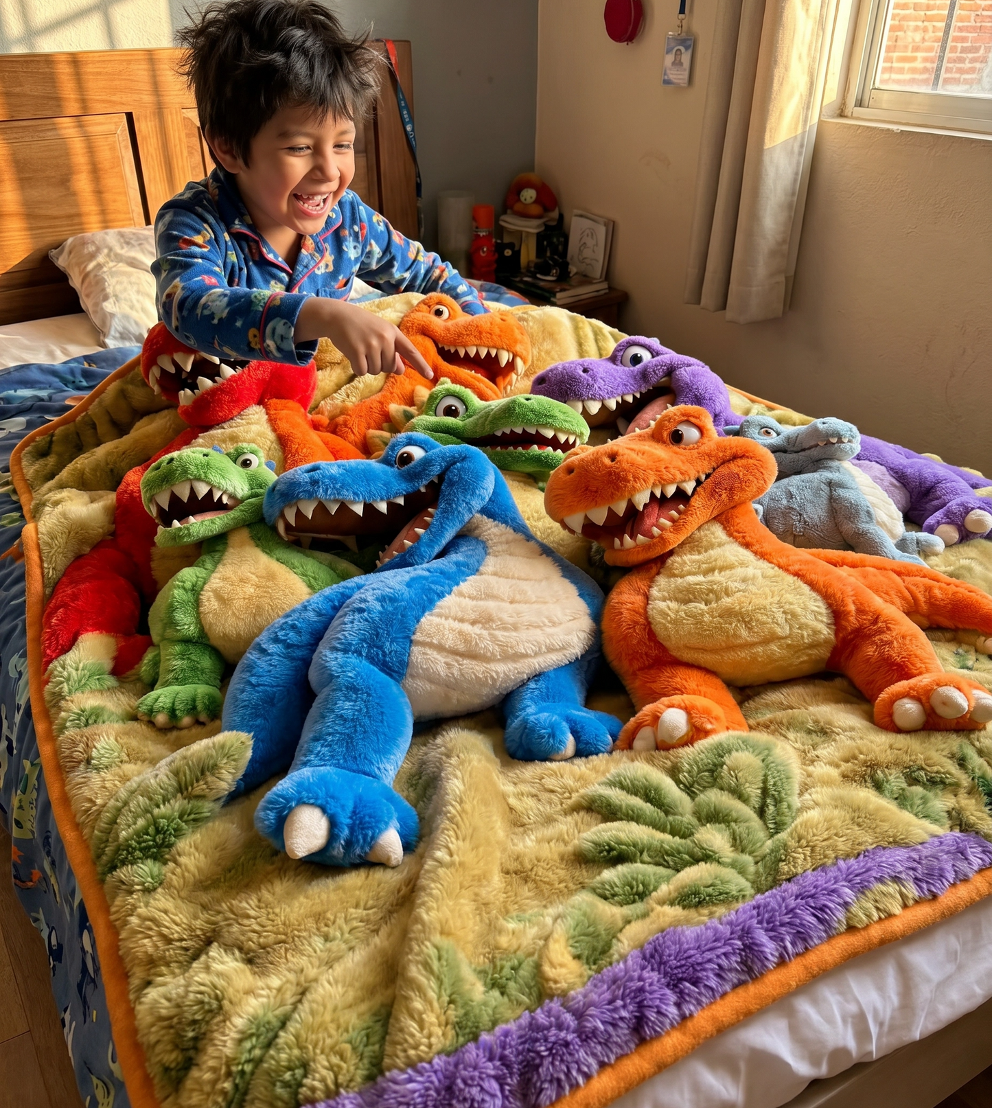 🦕🦕🦕3D Dinosaur Cotton Blanket for Kids – Soft Breathable All-Season Kids Throw Blanket