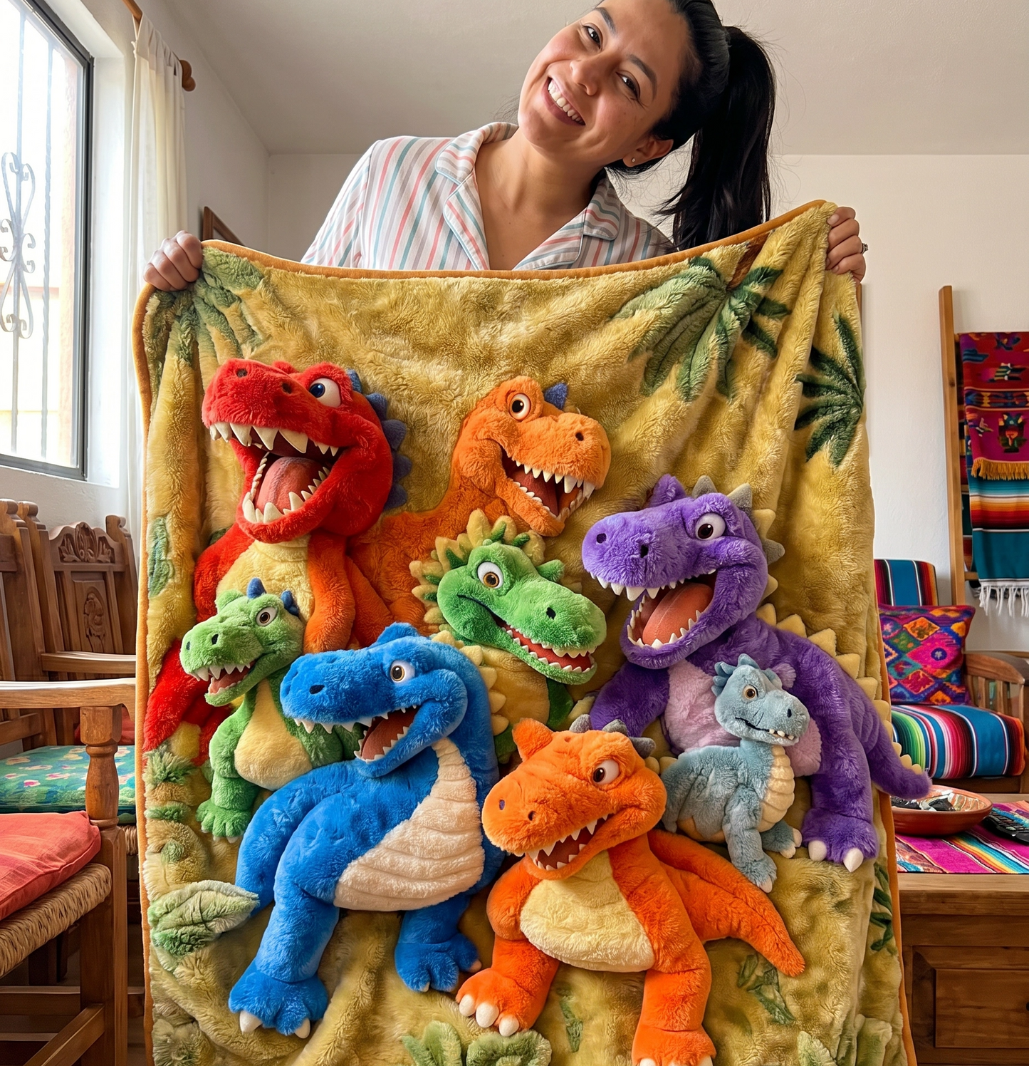 🦕🦕🦕3D Dinosaur Cotton Blanket for Kids – Soft Breathable All-Season Kids Throw Blanket